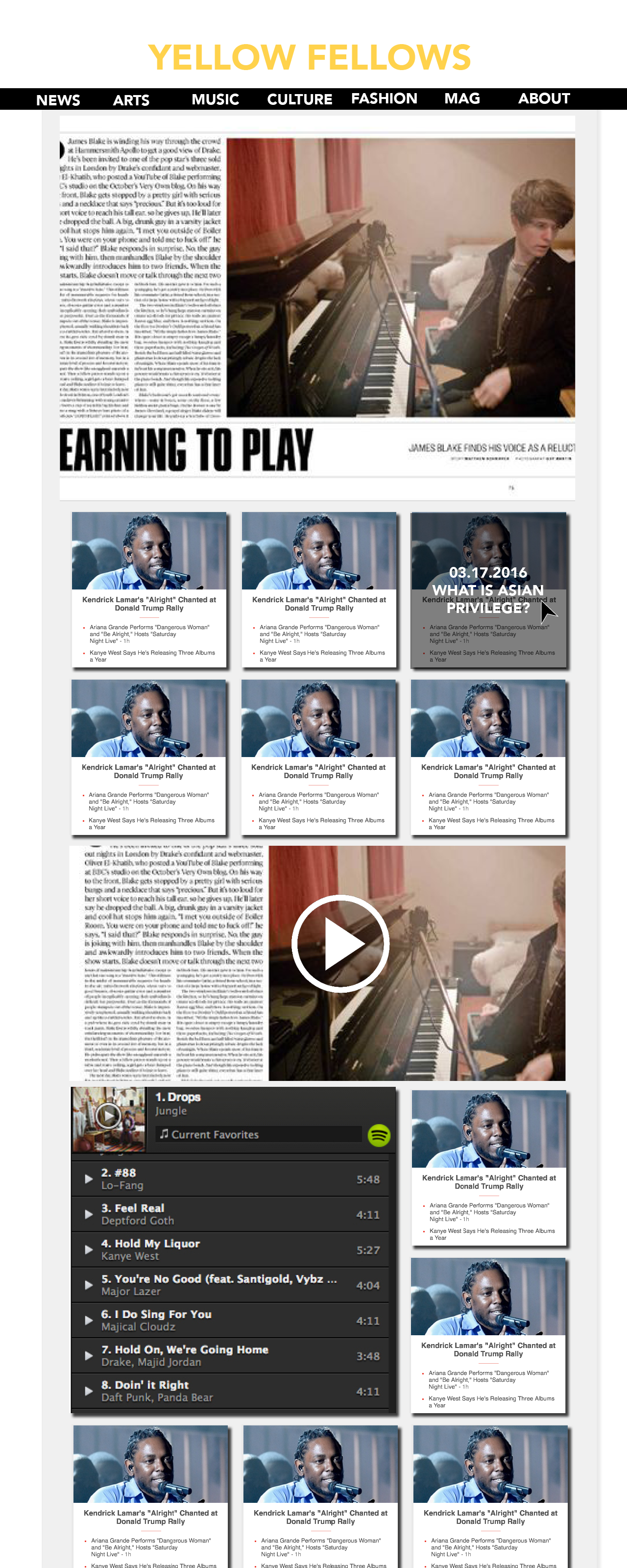 a home page with thumbnails
      of articles contained within gray box layered on top of a white web page