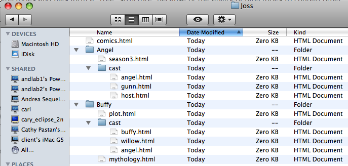 Joss directory tree on a Mac