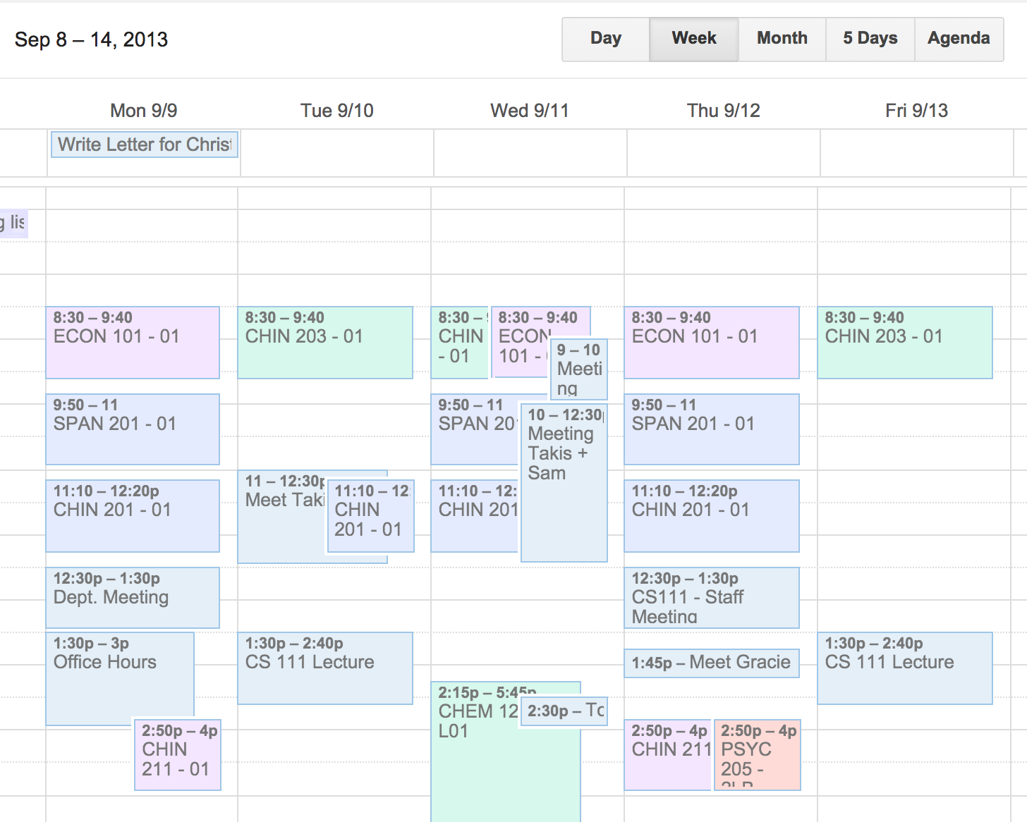 CS249 Google Calendar API