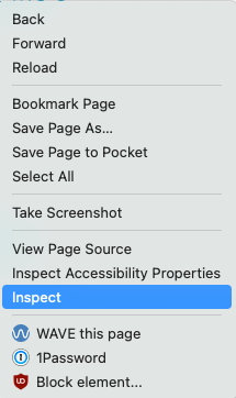 Firefox inspect item