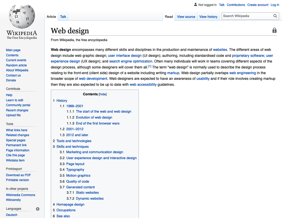 Wikipedia screenshot