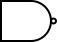 A NAND gate, shown as an AND gate shape (see previous image) with a small circle attached to the round end on the right.