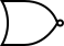 A NOR gate, shown as an OR gate shape (see previous image) with a small circle attached to the dull corner on the right.