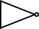 A NOT gate, shown as a triangle with a small circle attached to one of the points.