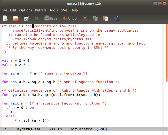 Emacs with Standard ML file.