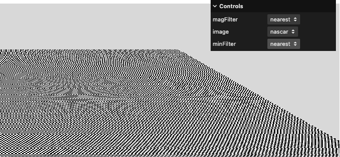 a picture with the far part of the texture jaggedly switching from black to white