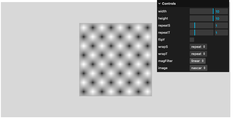 a fuzzy checkerboard-ish pattern using magFilter=linear