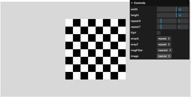 a nice looking checkerboard pattern using magFilter=nearest