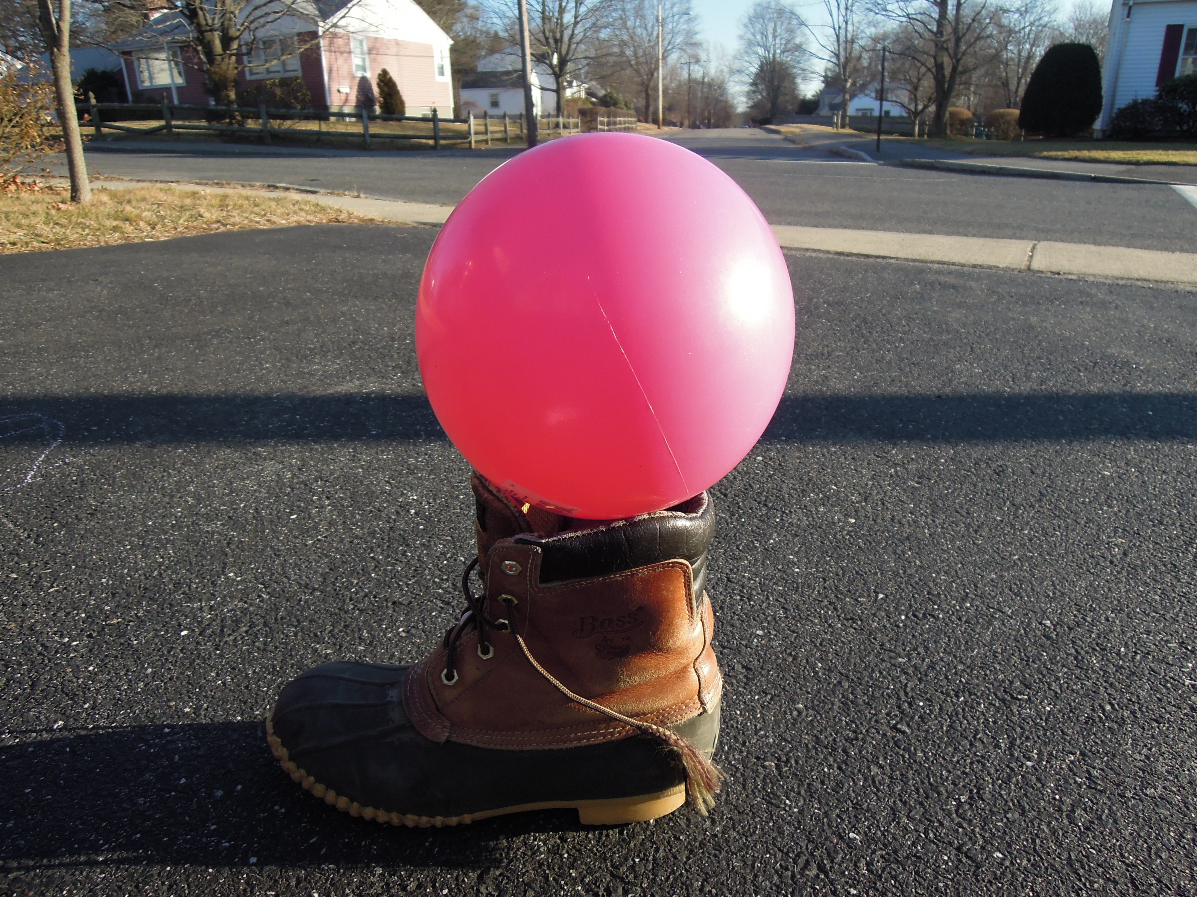 a pink plastic ball