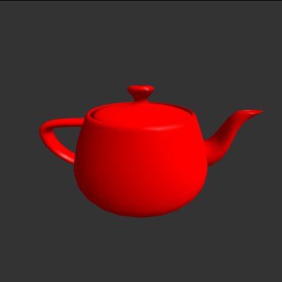 Red teapot, with (on the left) and without (on the right) the
       recommended frustum jitter anti-aliasing