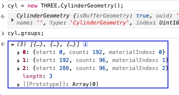 screenshot of groups for a cylinder geometry