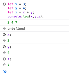 JS console example