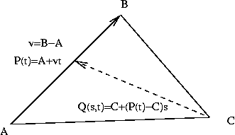 lines to set up parametric equation of a triangle