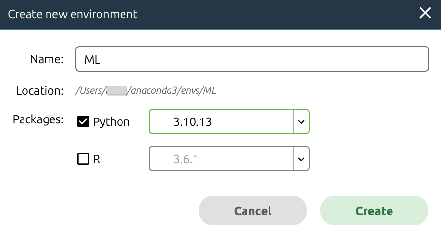 A screenshot showing Python version selection.