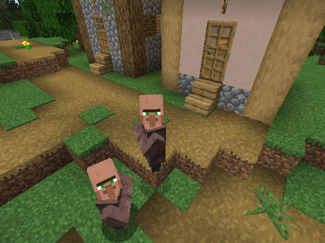 Two villagers in a village.