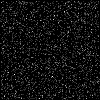 A star-like image with a black background and isolated white and gray pixels. Each pixels shows how many random numbers for that column of the image were followed by a random number in that column.