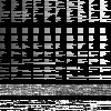 An image with four regions organized vertically. At the top, 20 lines showing different distributions of 50 items across 10 10-item bins. Below that, 7 groups of 5 lines each showing random distributions that get progressively rougher. The first group is all completely even distributions, and the last is very chaotic. Below that, ten rows where each pixel represents a bin and the color is how full it is, appearing generally gray with lighter and darker regions. Finally, another region with the same meaning, but where there are distinct very bright and dark patches (due to higher roughness).