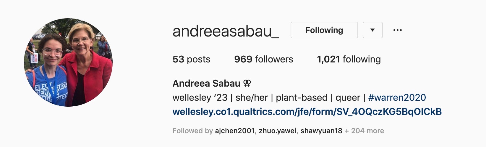 Andreea's Instagram