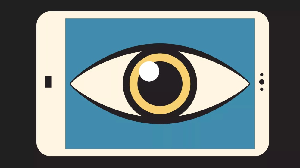 A graphic of an eye inside a phone screen