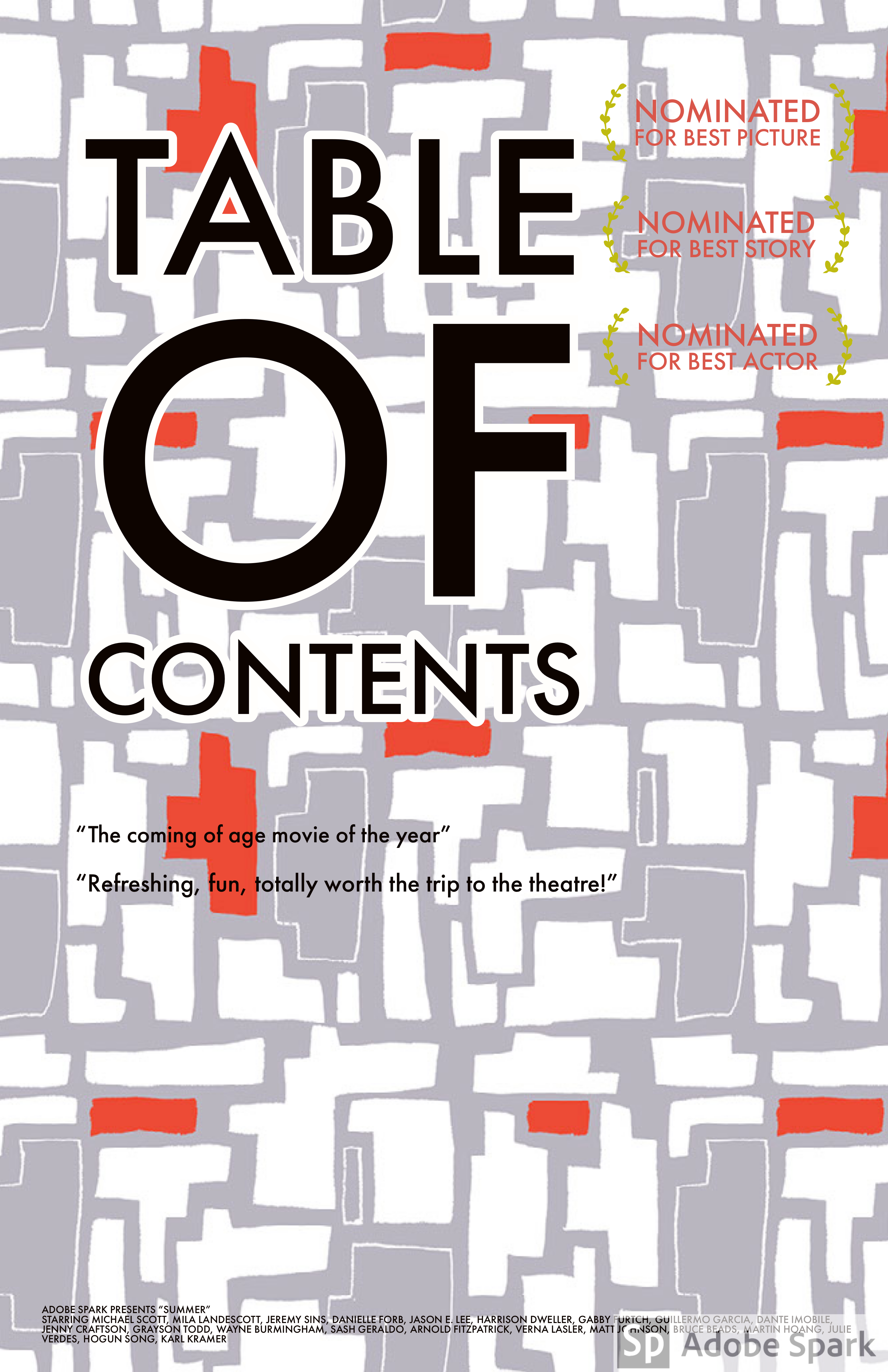 table of contents