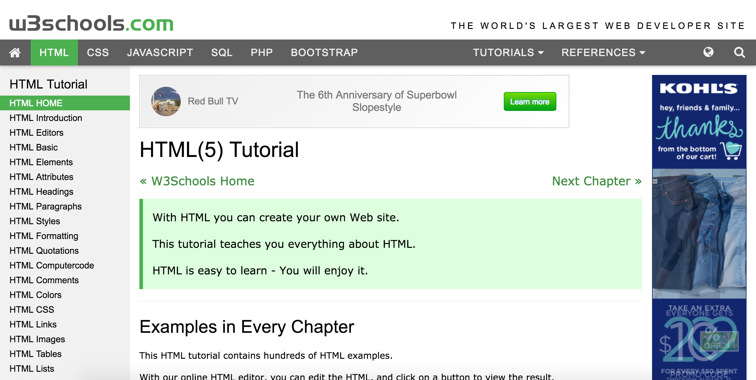 html w3schools